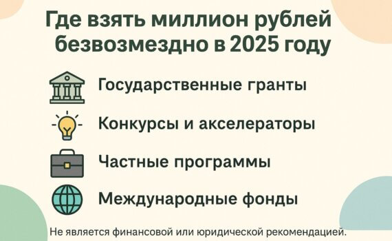 Где взять миллион рублей безвозмездно в 2025 году